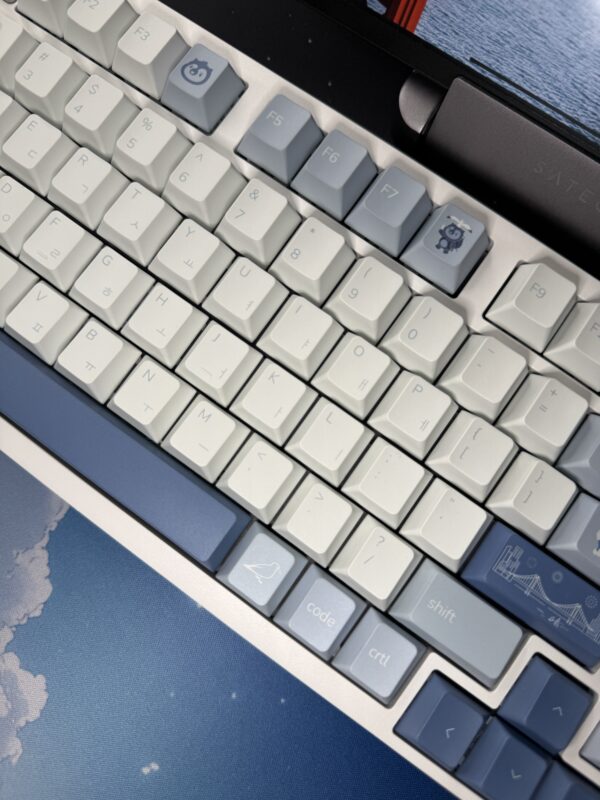 Light Blue on White Base Artisan Custom Mechanical Keyboard Aluminum - Image 14