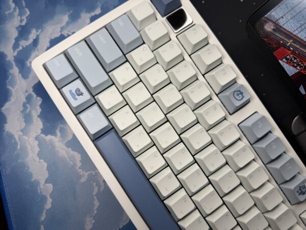 Light Blue on White Base Artisan Custom Mechanical Keyboard Aluminum - Image 2