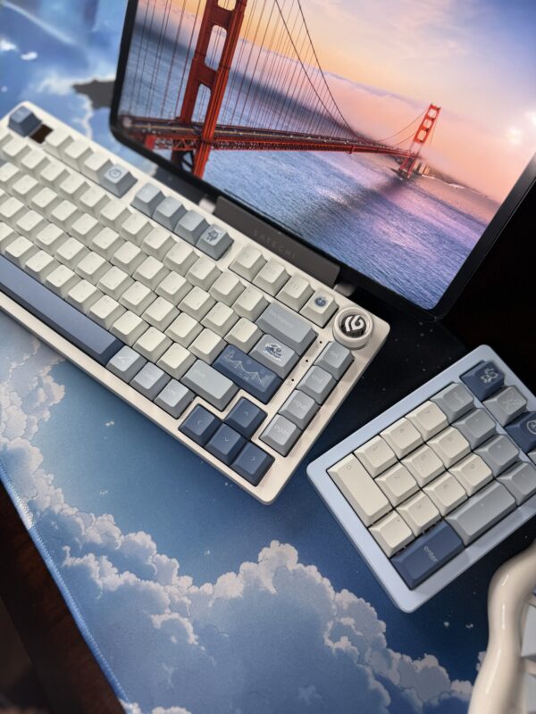 Light Blue on White Base Artisan Custom Mechanical Keyboard Aluminum - Image 10