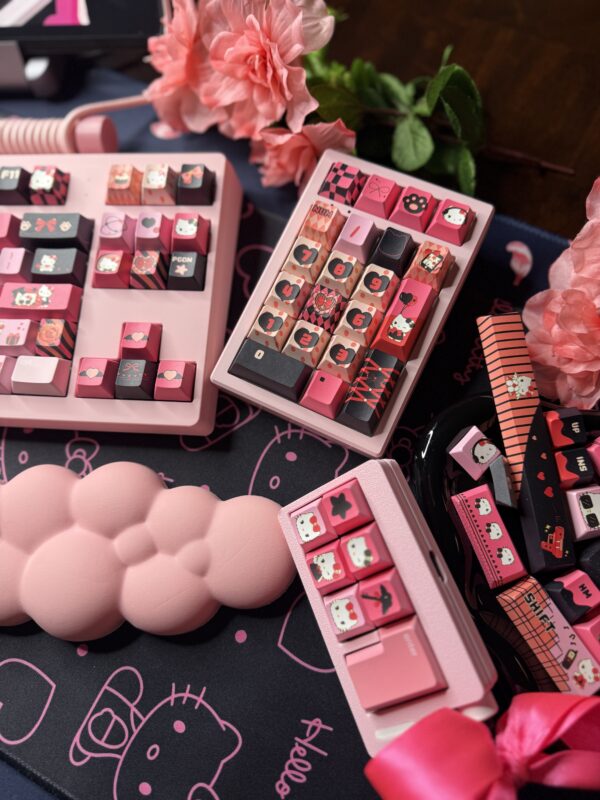 Pink Base Std Mechanical Keyboard - Artisan Keycaps Pink/Black 75% - Image 13