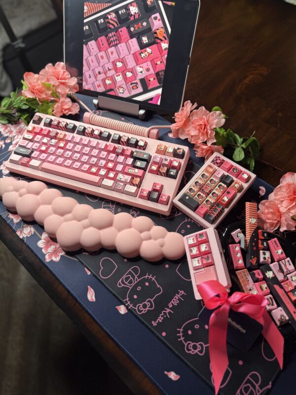 Pink Base Std Mechanical Keyboard - Artisan Keycaps Pink/Black 75% - Image 8