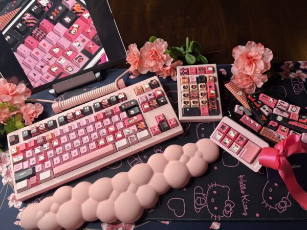 Pink Base Std Mechanical Keyboard - Artisan Keycaps Pink/Black 75% - Image 7