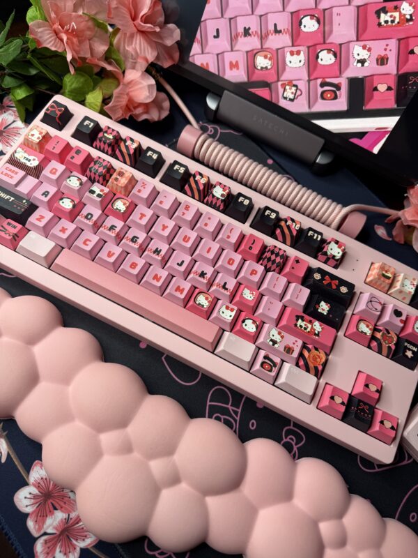 Pink Base Std Mechanical Keyboard - Artisan Keycaps Pink/Black 75% - Image 6