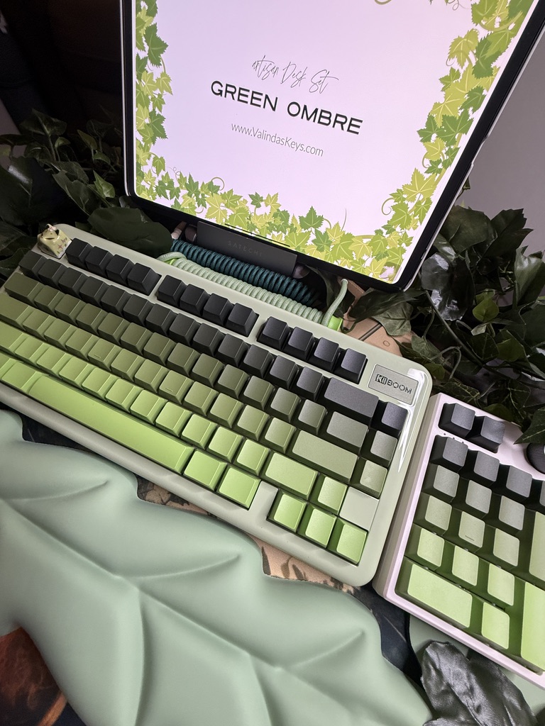 Light Green Ombre Modified Custom 81% Mechanical Keyboard by ValindasKeys - Image 4