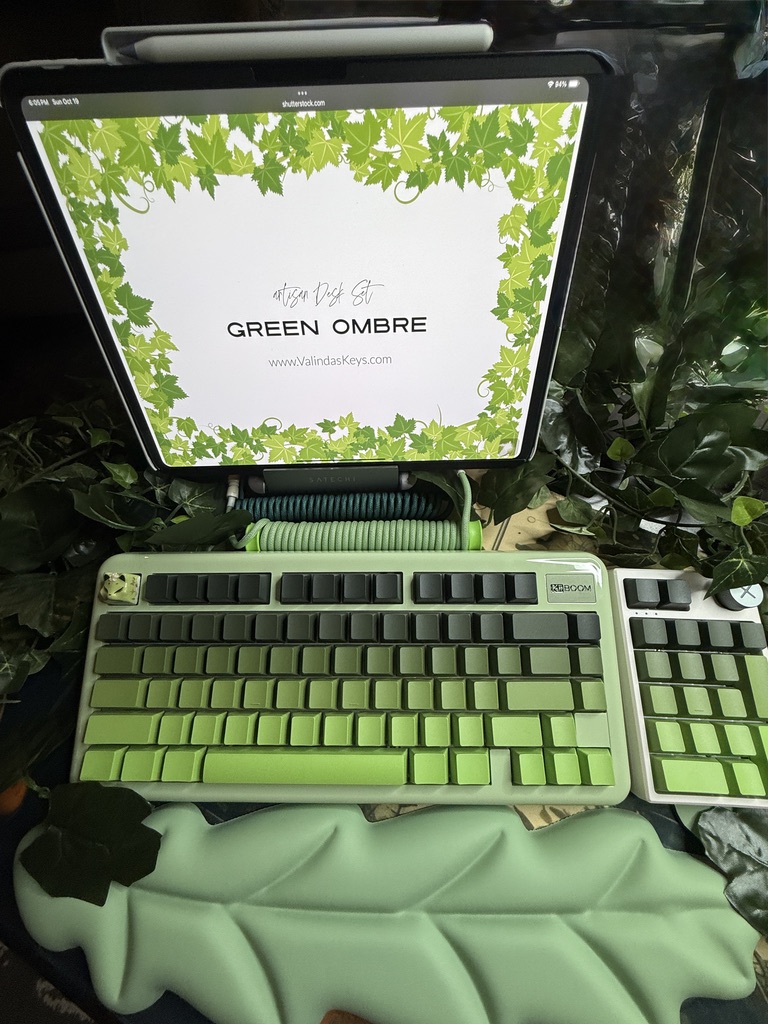 Light Green Ombre Modified Custom 81% Mechanical Keyboard by ValindasKeys
