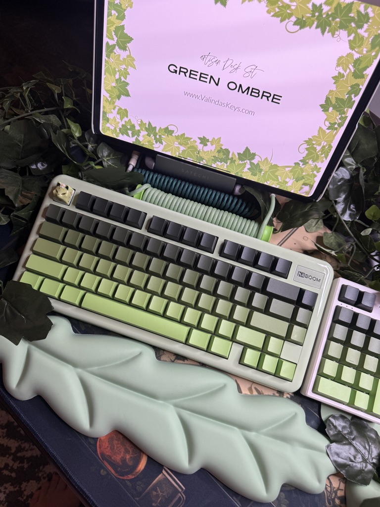 Light Green Ombre Modified Custom 81% Mechanical Keyboard by ValindasKeys - Image 9