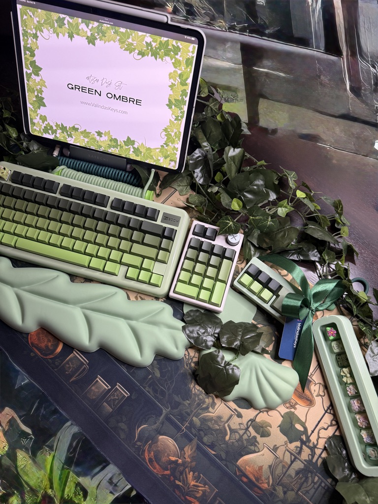 Light Green Ombre Modified Custom 81% Mechanical Keyboard by ValindasKeys - Image 5