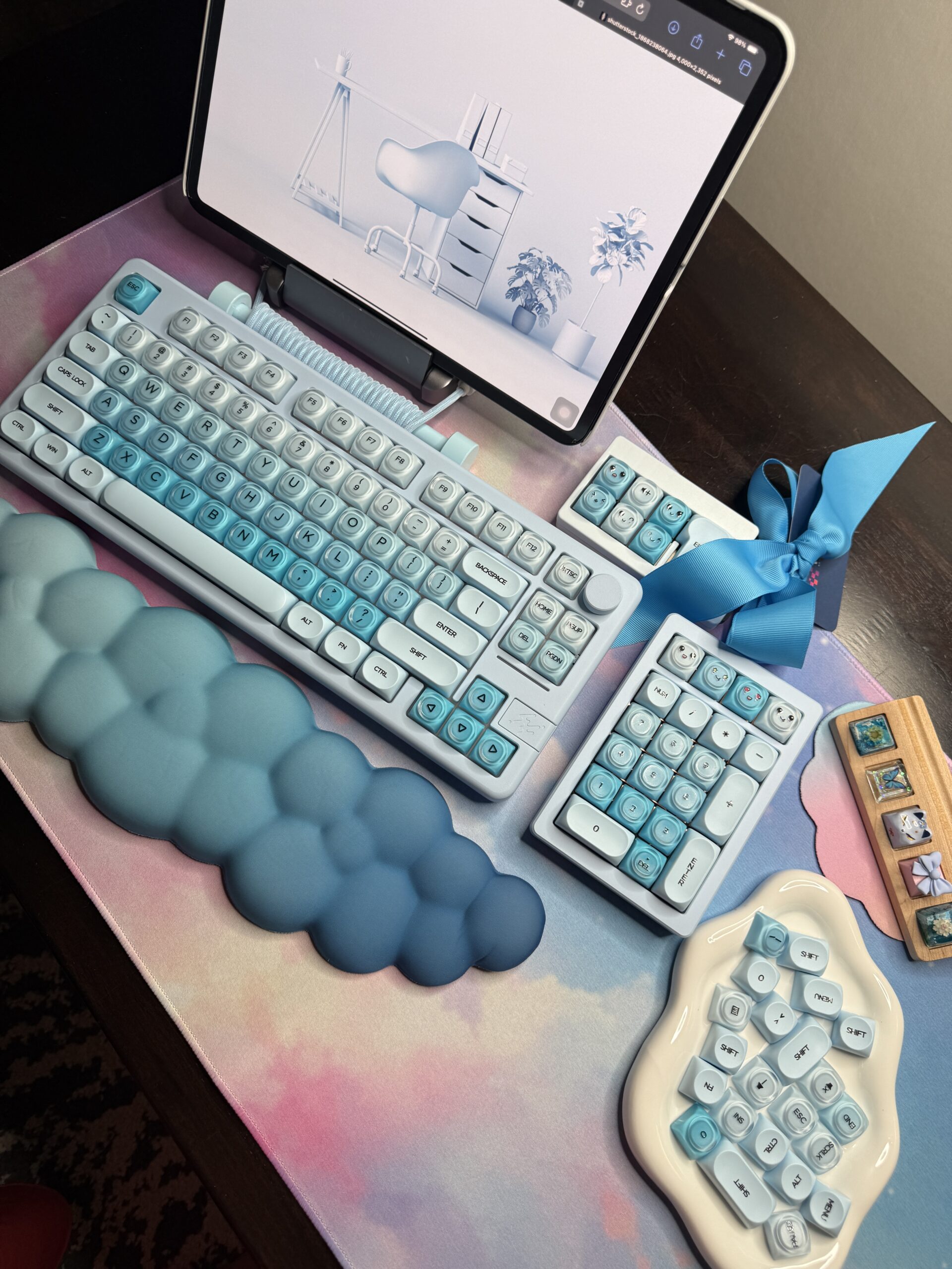 Dreamy Light Blue Perfection - Blue Base Mechanical Keyboard by ValindasKeys - Image 3