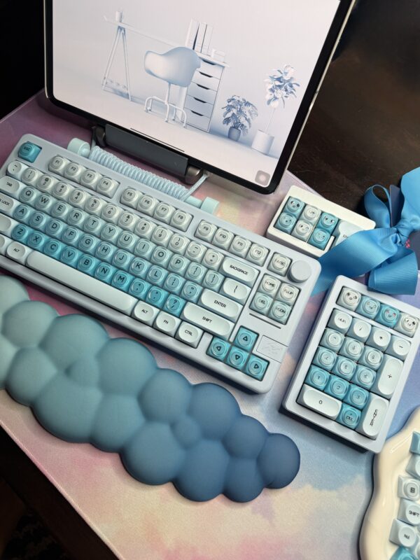 Dreamy Light Blue Perfection - Blue Base Mechanical Keyboard by ValindasKeys