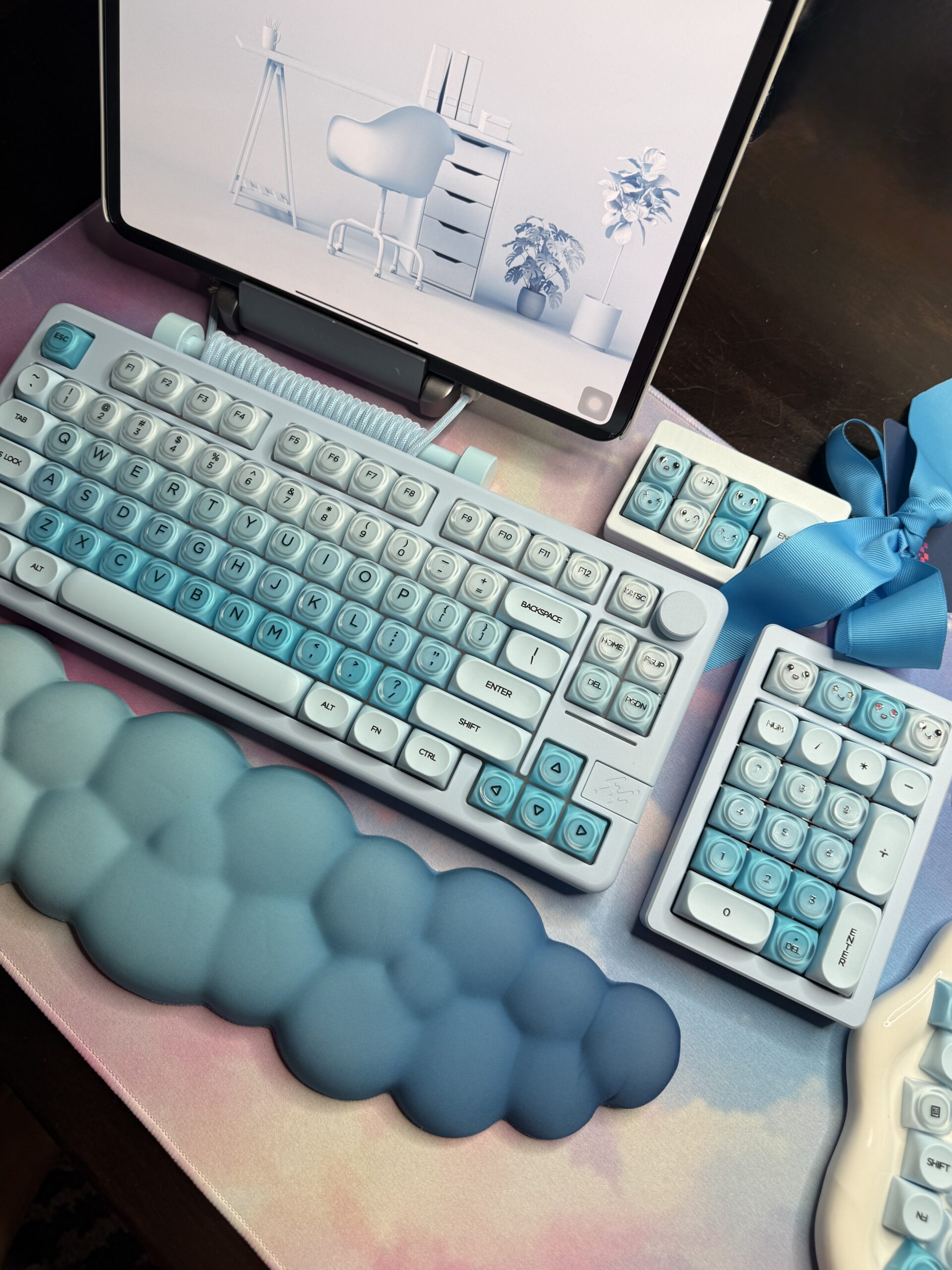 Dreamy Light Blue Perfection - Blue Base Mechanical Keyboard by ValindasKeys