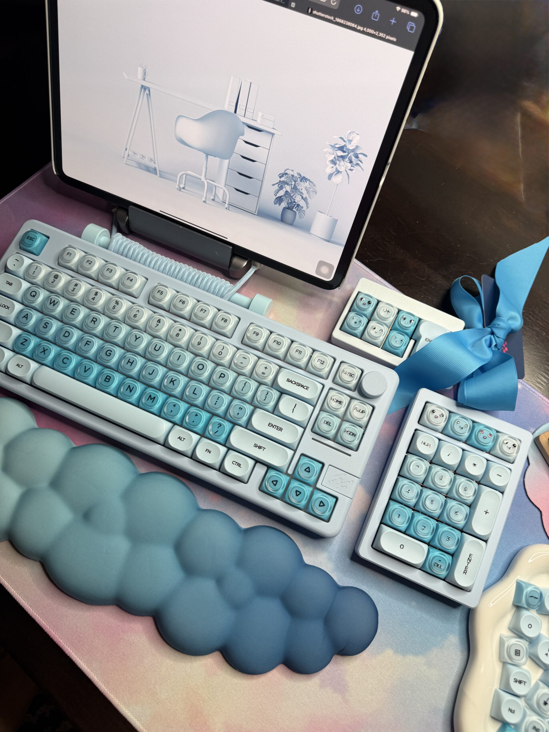 Dreamy Light Blue Perfection - Blue Base Mechanical Keyboard by ValindasKeys - Image 4