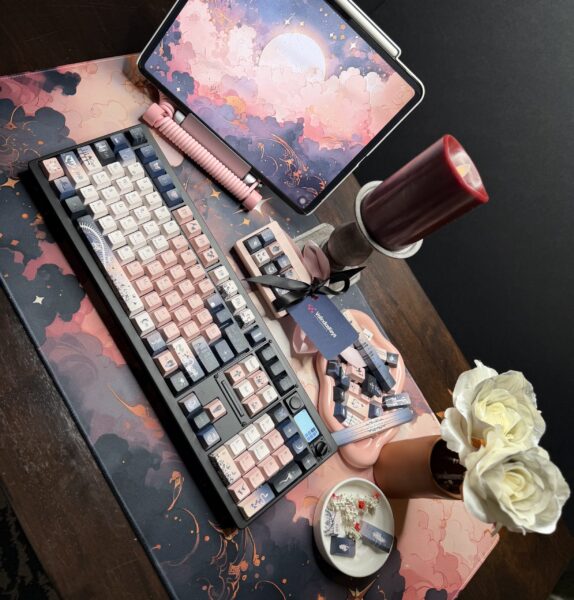 Ode to Pink & Grey Theme Mechanical Keyboard Full Set - Image 25