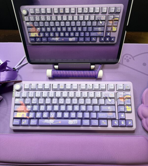 The Purrfect Purple Cat Theme Mechanical Keyboard Full Set - Image 3