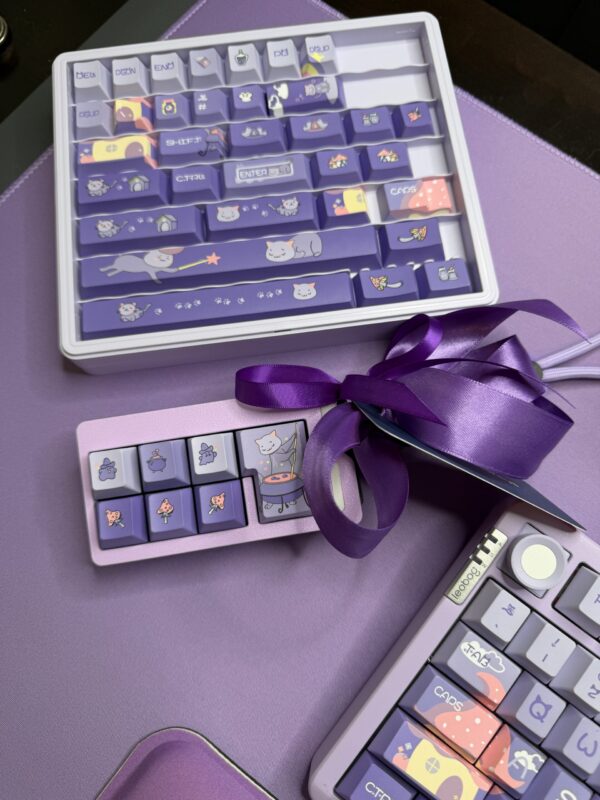 The Purrfect Purple Cat Theme Mechanical Keyboard Full Set - Image 8