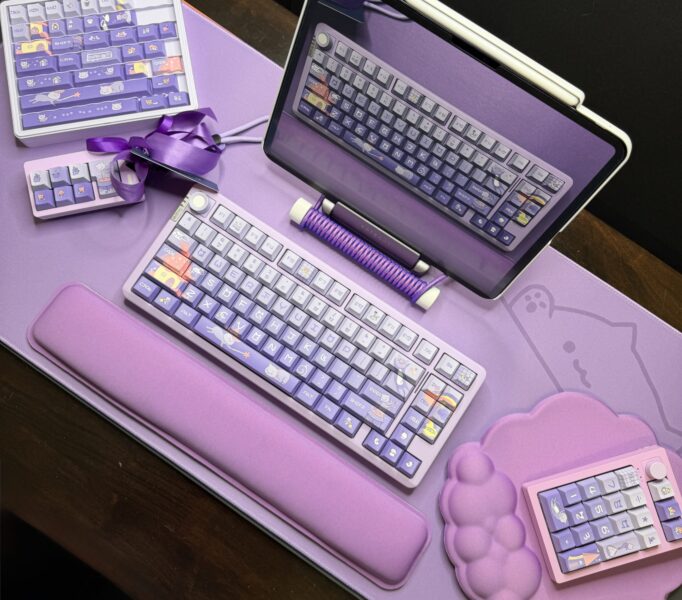 The Purrfect Purple Cat Theme Mechanical Keyboard Full Set - Image 16