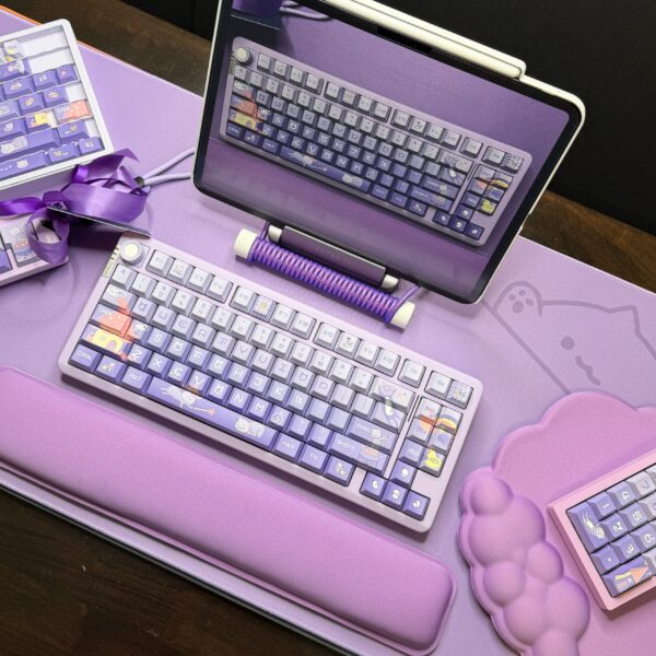 The Purrfect Purple Cat Theme Mechanical Keyboard Full Set