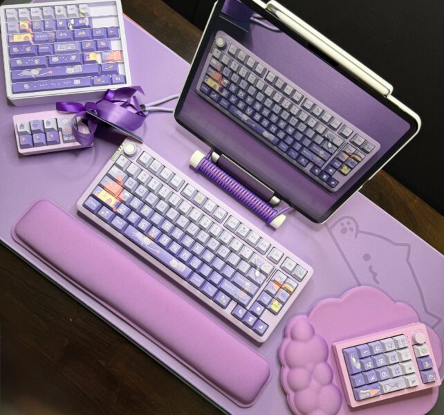 The Purrfect Purple Cat Theme Mechanical Keyboard Full Set - Image 14